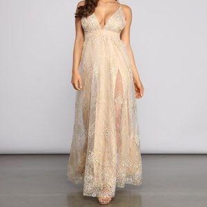 Windsor gold prom dress